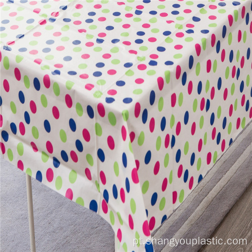 Toalha de mesa de plástico impresso de polka do partido decorativo